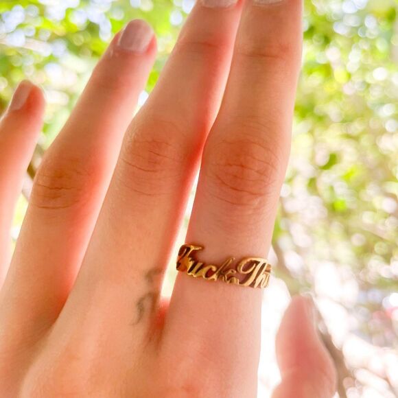 Gold "F*ck This F*ck That" Ring - Picture 3 of 8